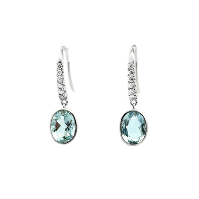Blue Aurora – 14kt Weißgold Ohrgehänge mit Aquamarinen und Diamanten