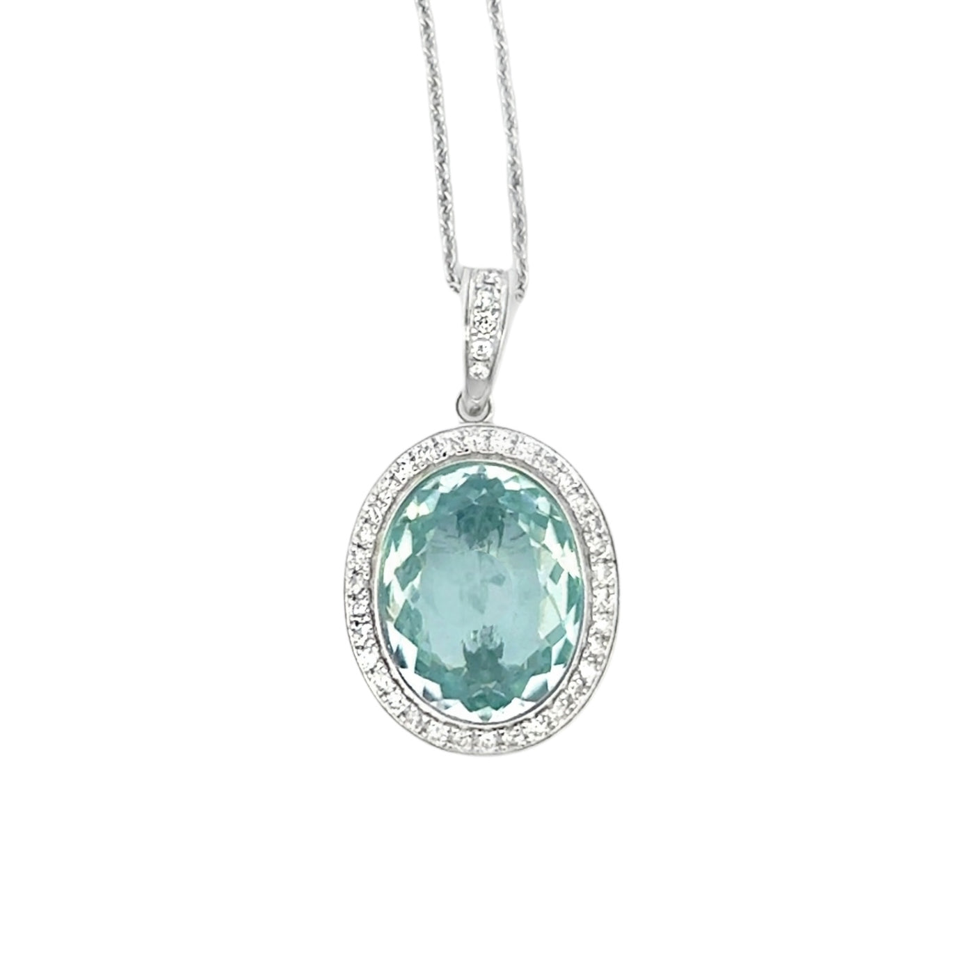 Aqua Divina – 18kt Weißgold Anhänger mit Aquamarin und Brillanten