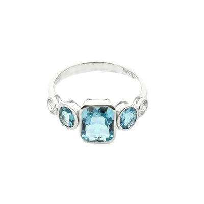 Celeste Shine – 14kt Weißgold Ring mit Aquamarin und Brillanten