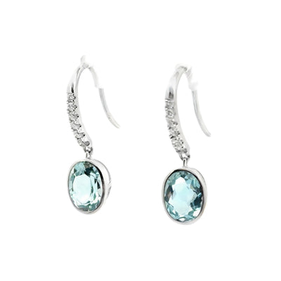 Blue Aurora – 14kt Weißgold Ohrgehänge mit Aquamarinen und Diamanten
