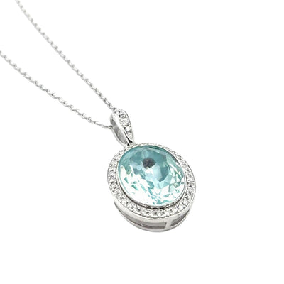 Aqua Divina – 18kt Weißgold Anhänger mit Aquamarin und Brillanten