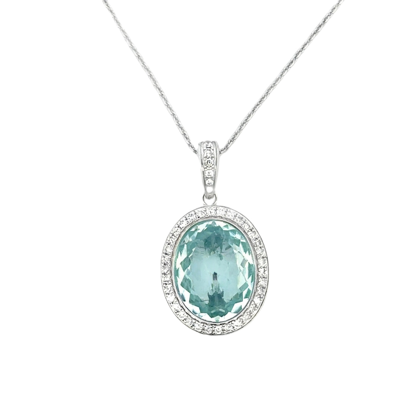 Aqua Divina – 18kt Weißgold Anhänger mit Aquamarin und Brillanten