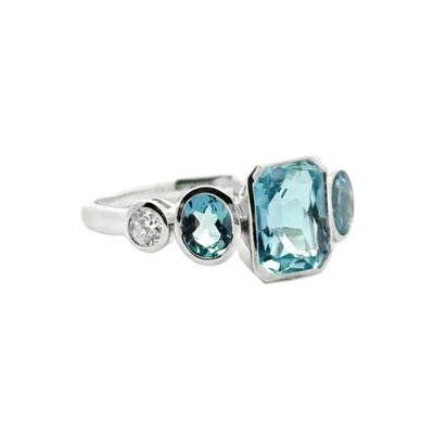 Celeste Shine – 14kt Weißgold Ring mit Aquamarin und Brillanten
