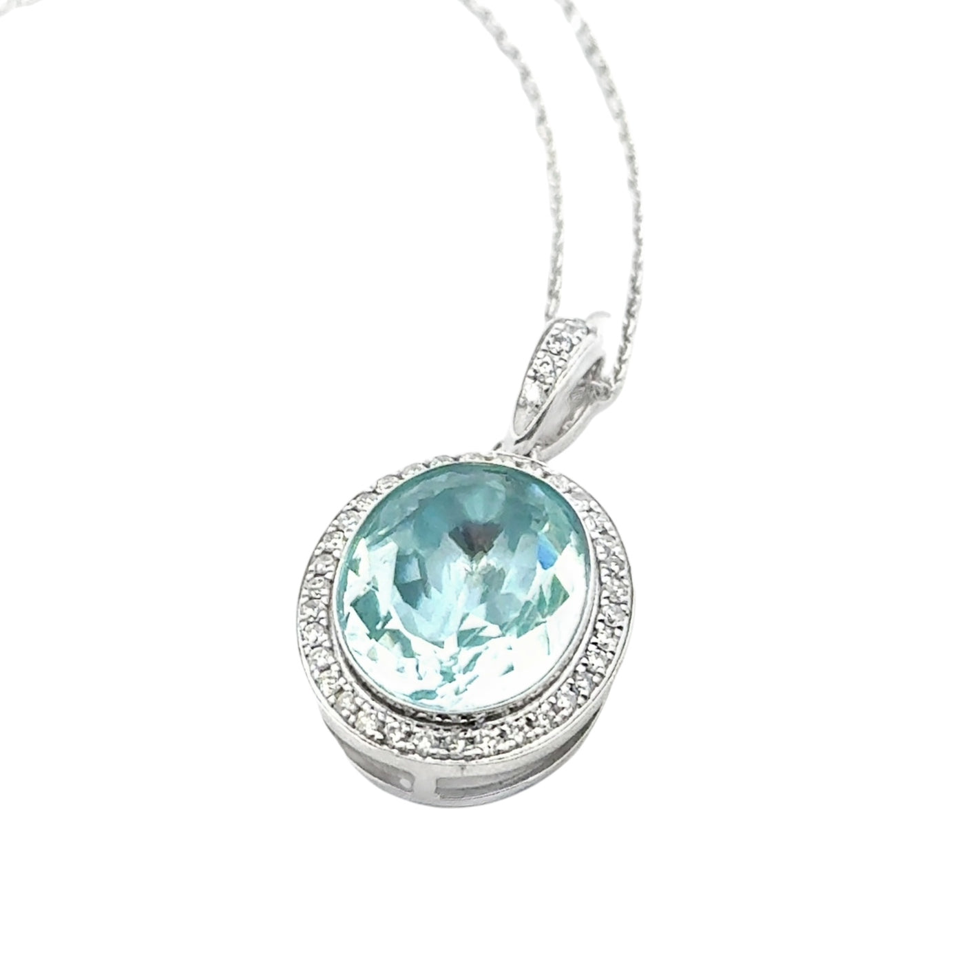 Aqua Divina – 18kt Weißgold Anhänger mit Aquamarin und Brillanten